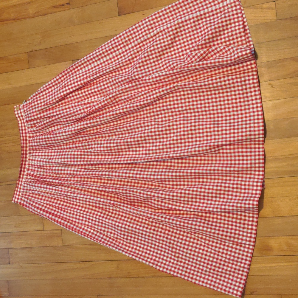Uniqlo Ines de la Fressange Cotton Twill Gather Skirt Midi Skirt Red Gingham